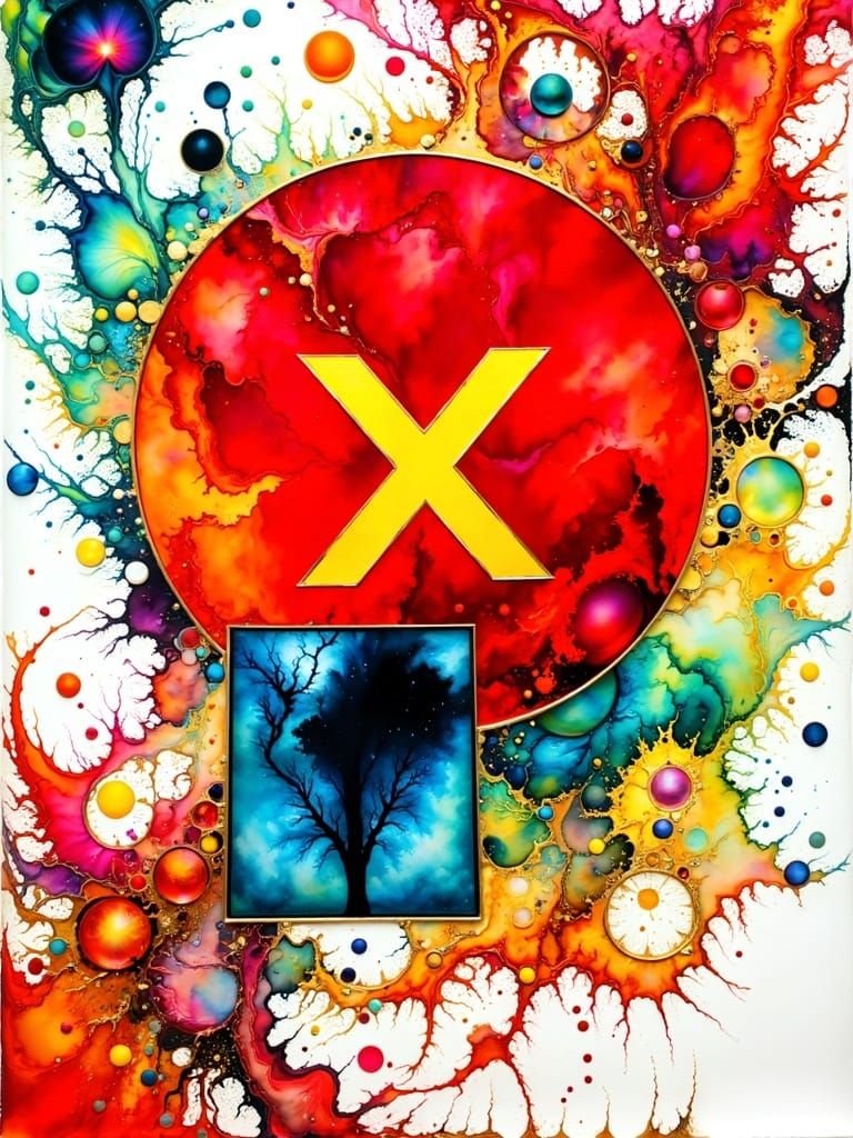 Dynamic Ink Splatter Art in Maximalist Style