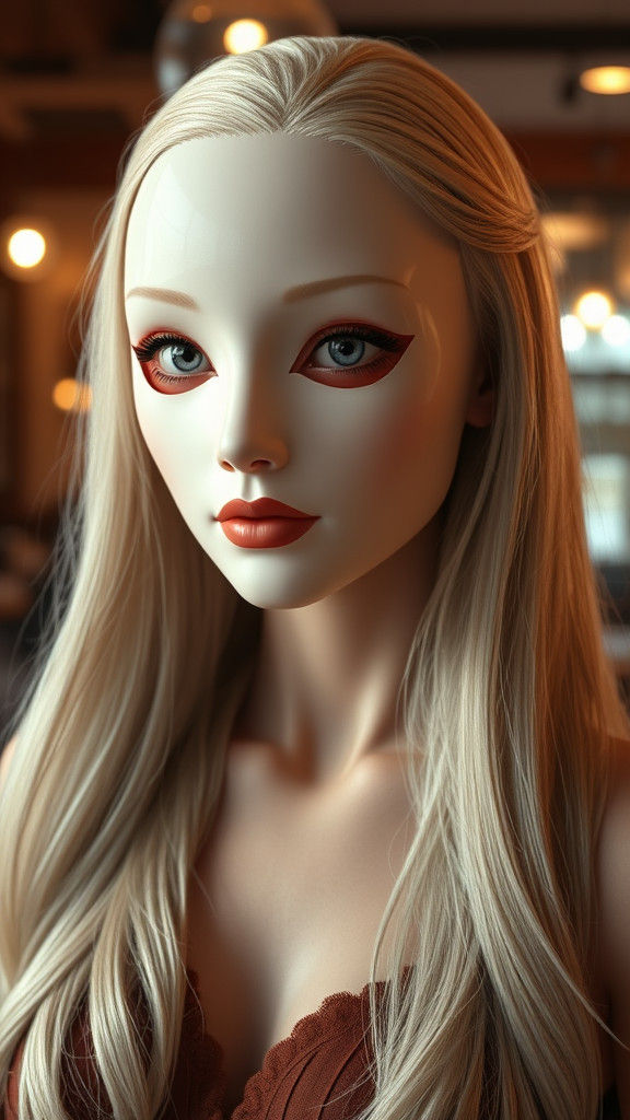 Ethereal Blonde Woman Mask in Art Nouveau Style