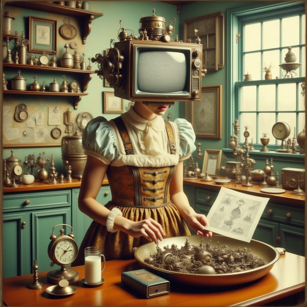 Head Devouring Reflection with Glitch Static