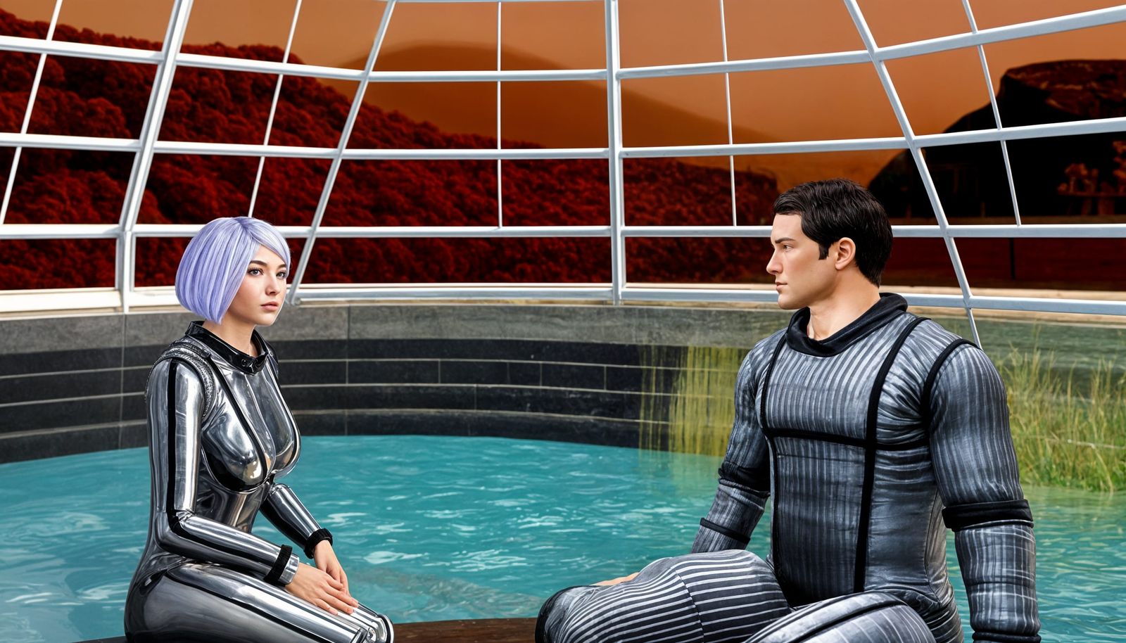 Romantic Martian Date Under Glass Dome