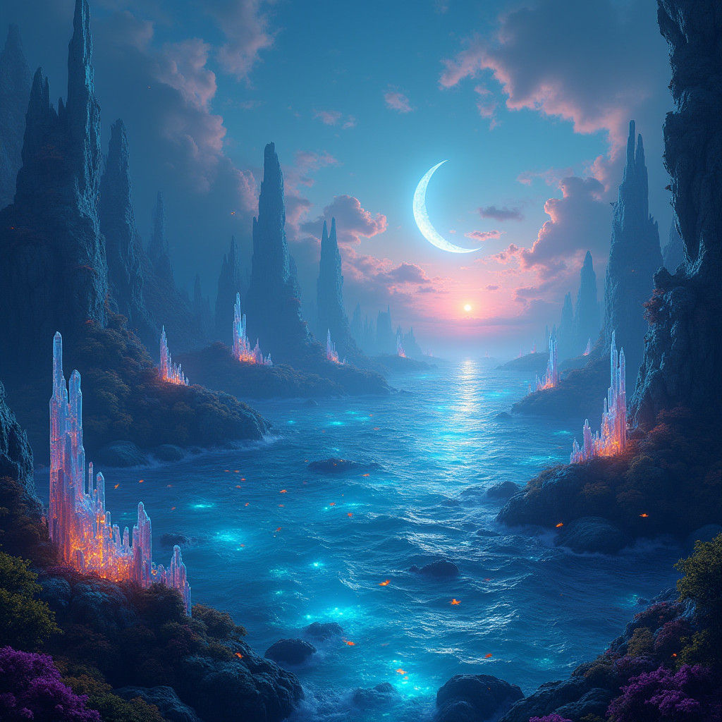 Bioluminescent Ocean Landscape in Unreal Engine 5