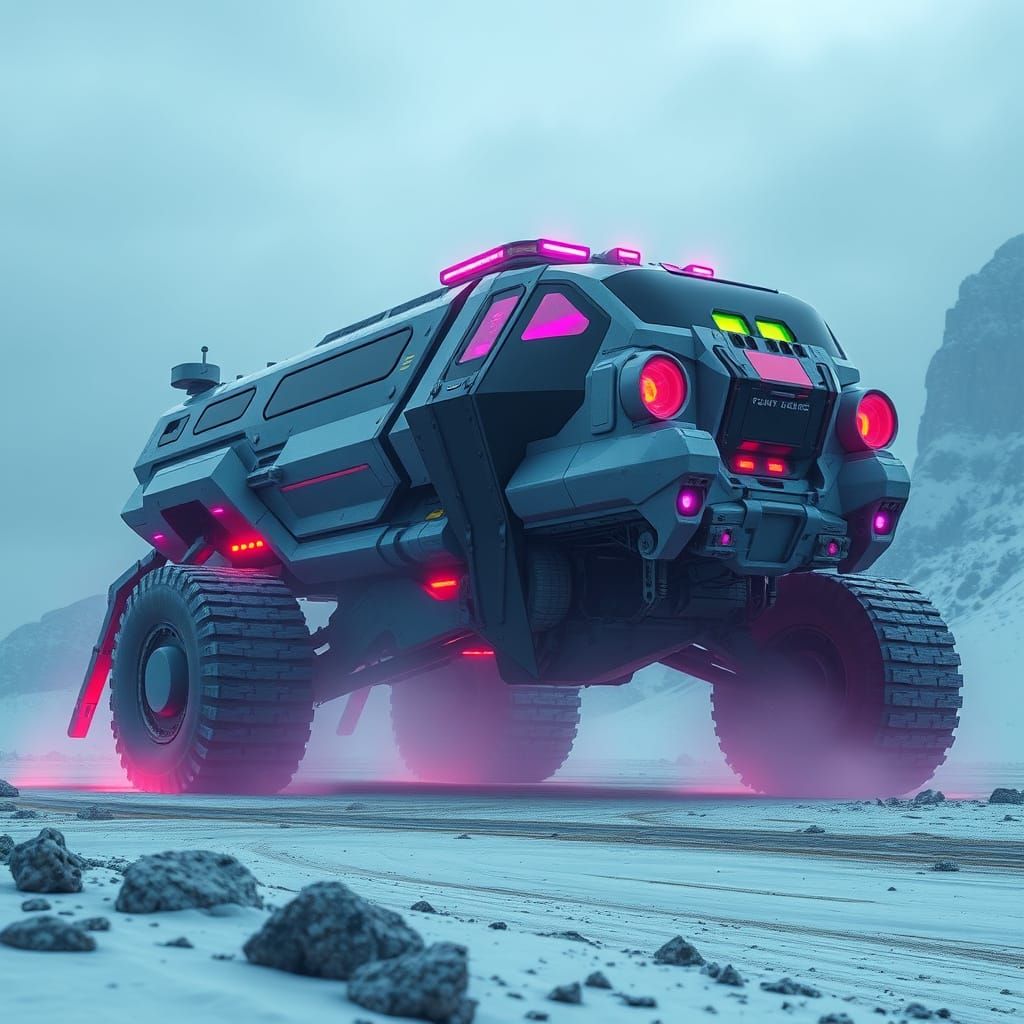 Futuristic Chromatic Land Vehicle Concept Art