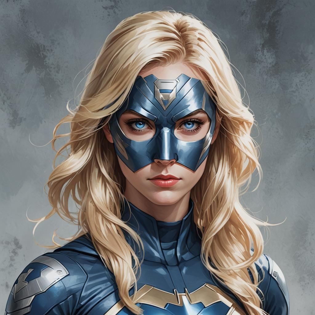 Blonde Superhero Portrait with Mask