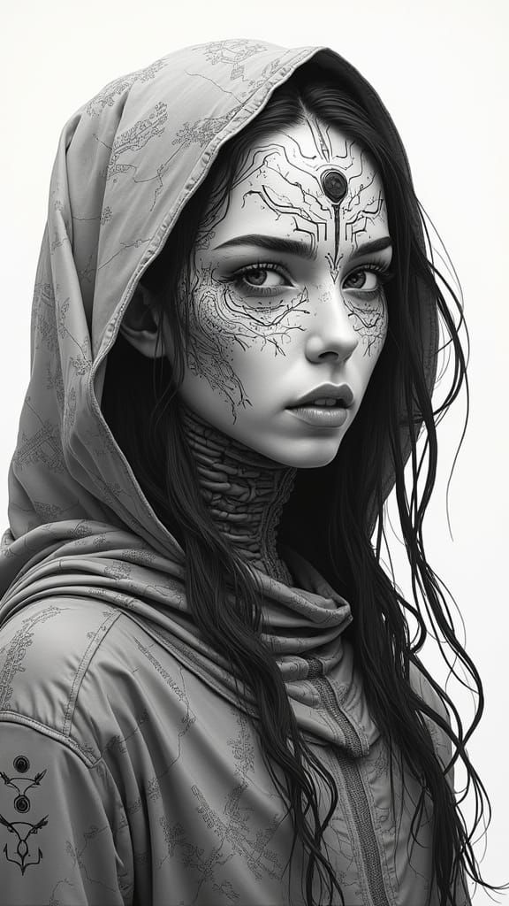 Futuristic AI Priestess in Cyber-Ritual Aesthetic