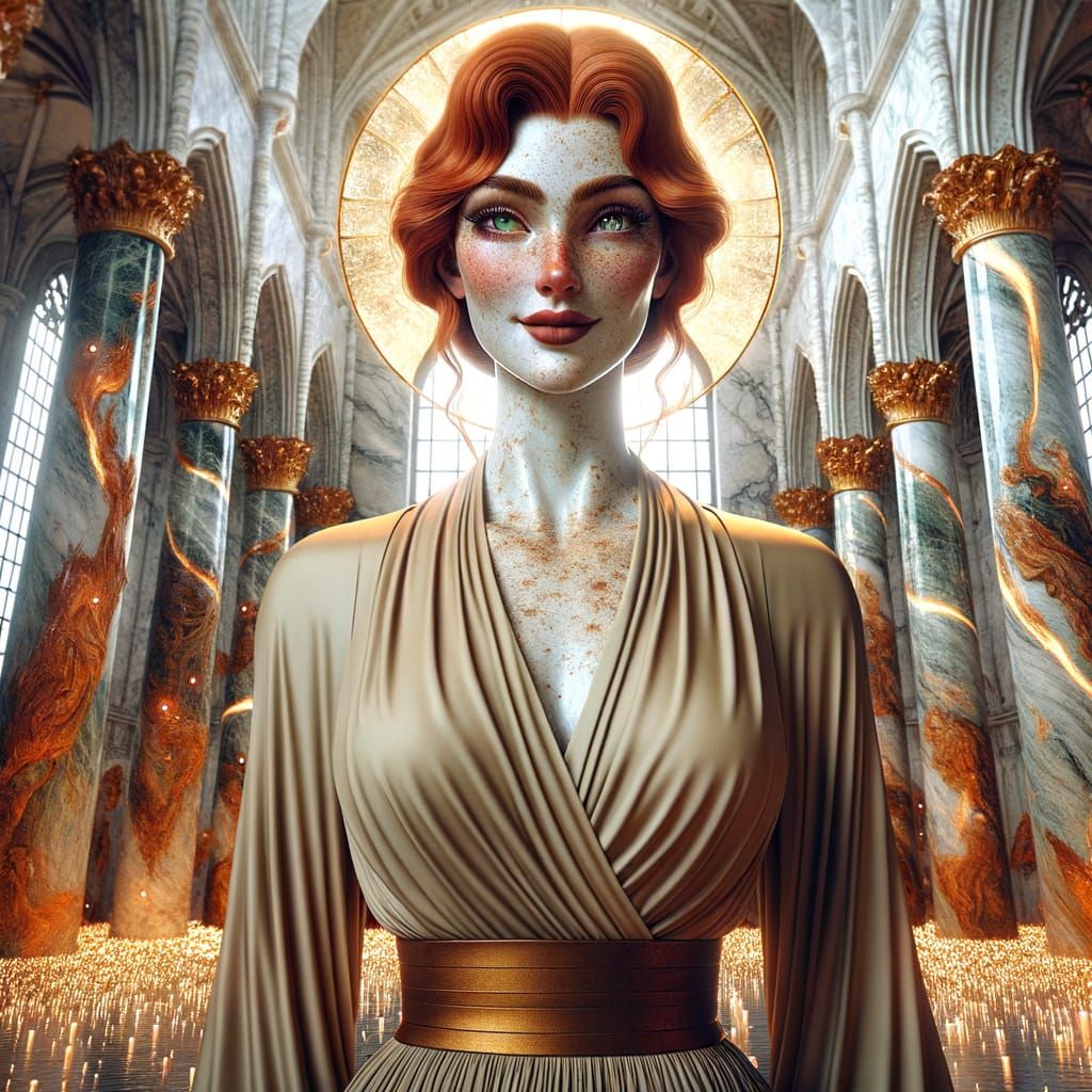 Giant Woman in Gothic Castle with Magical Aura