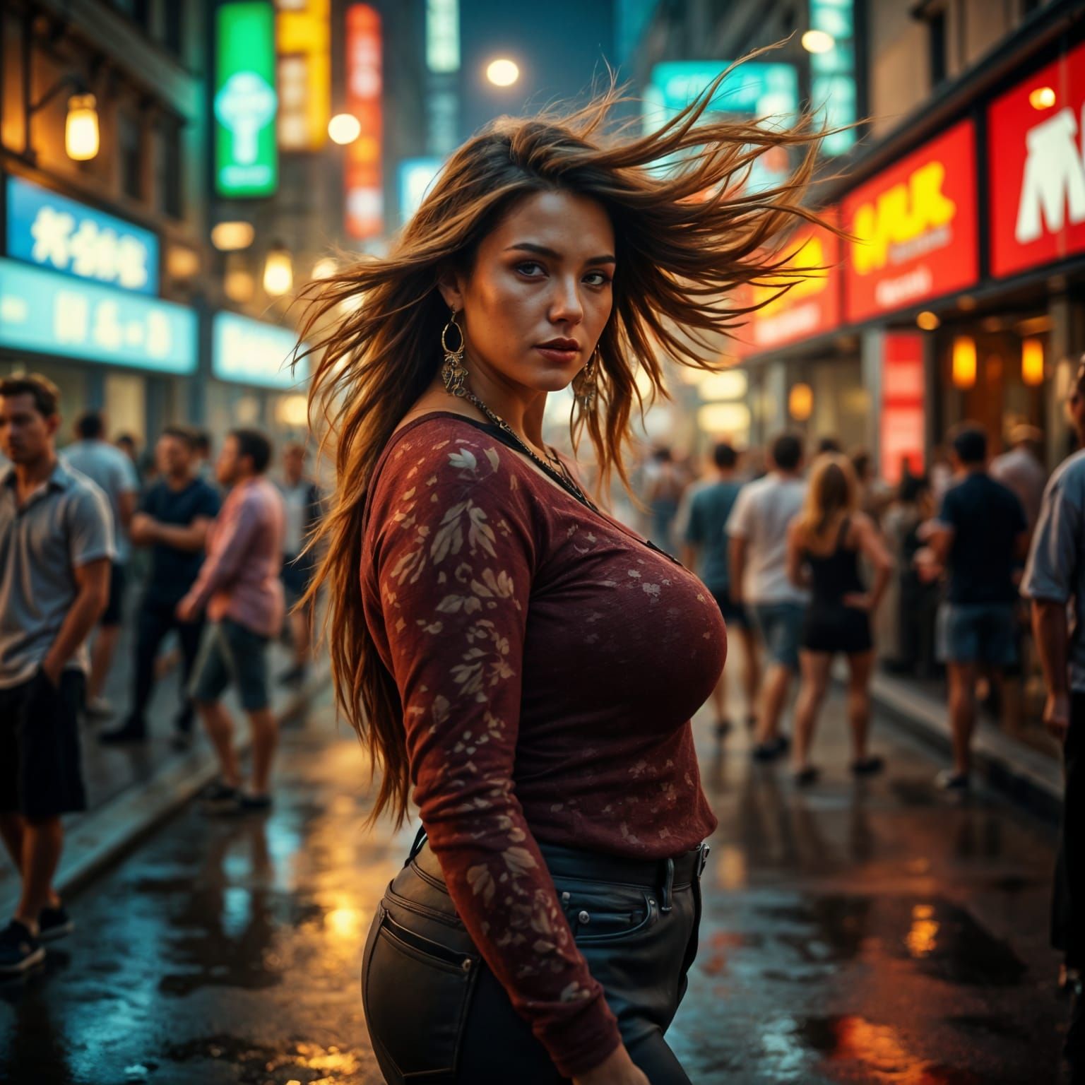 Midnight City Streets in Hyperphotorealism