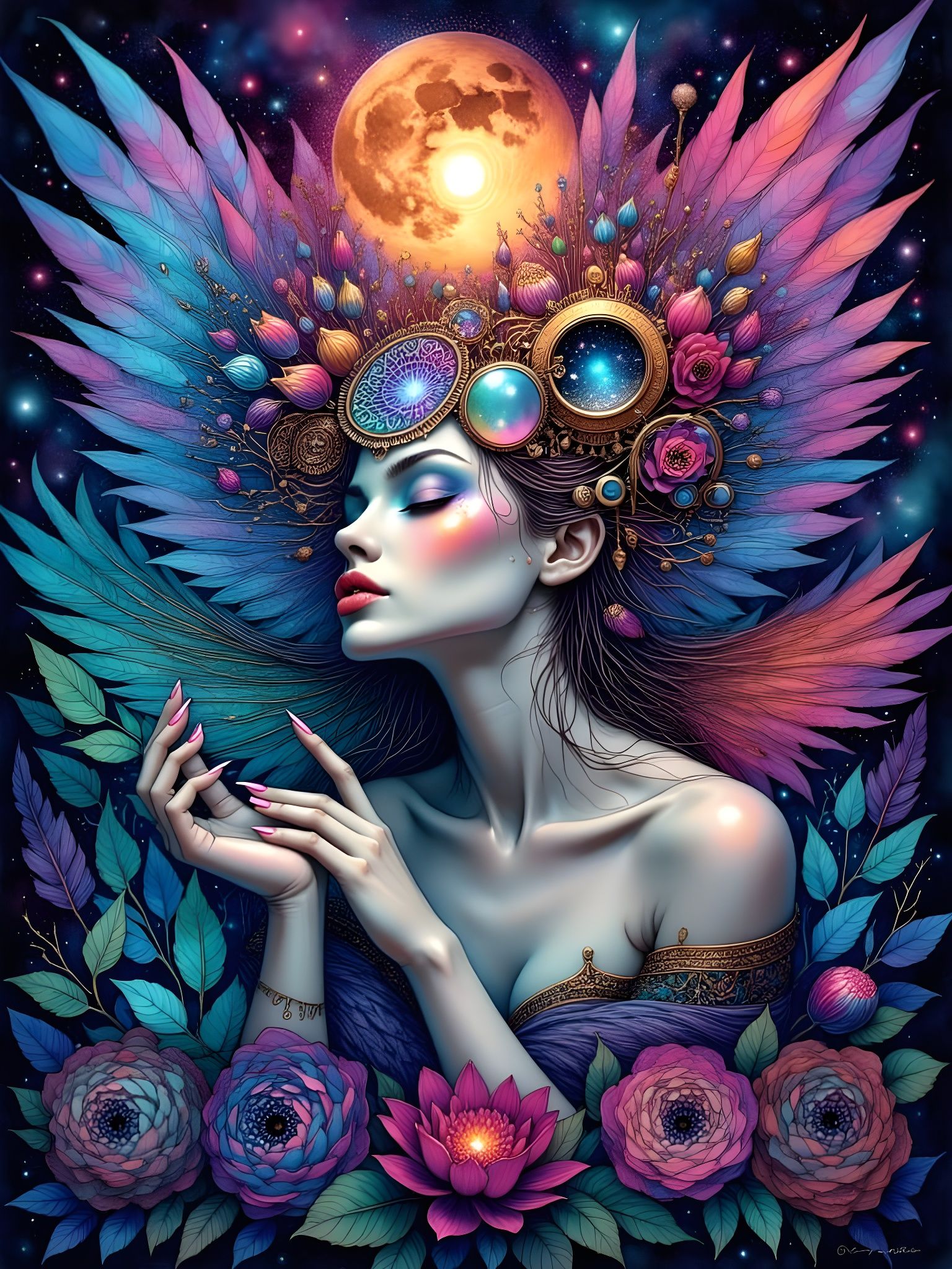 Divine Architect of Reality in Cosmic Bloom