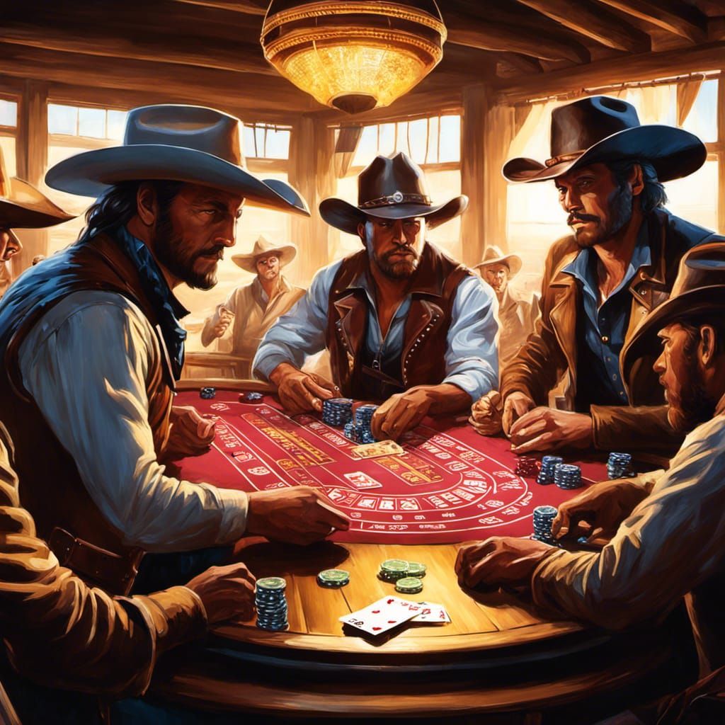 Outlaw Cowboys Play Poker in Wild West Style