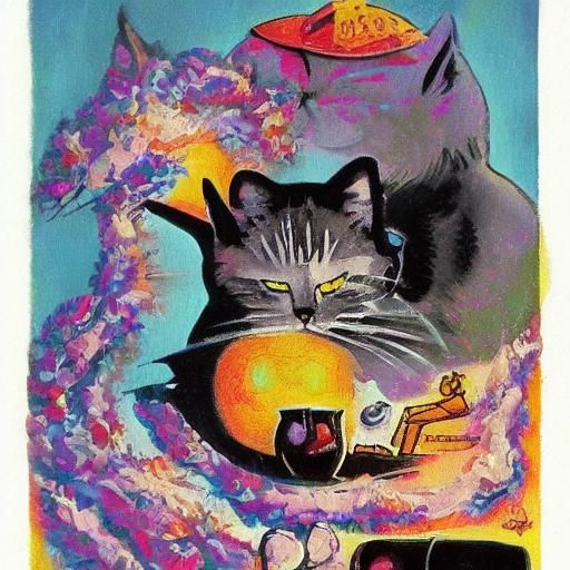 Atomic Cat Art: A Dynamic Surrealist Image