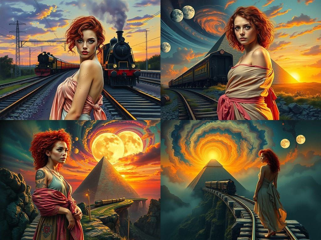 Steampunk Train at Sunset