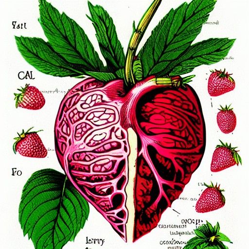 Bumbleberry Heart Anatomical Diagram in Risograph Style