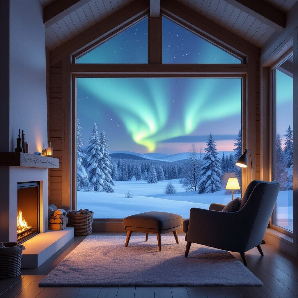 Cozy Minimalist Cabin with Aurora Borealis View