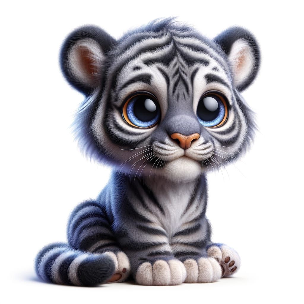 Adorable Baby Tiger in 3D Style