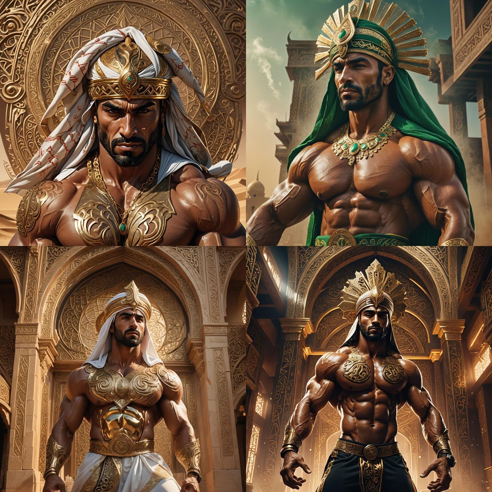 Arab Bodybuilder Flexing in Ghutra Headdress