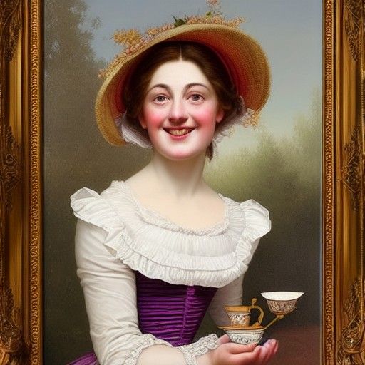 Victorian Lady Having Tea: Detailed Matte Painting