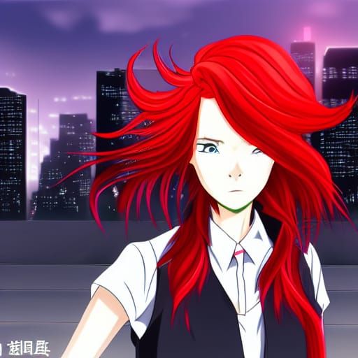 Anime Woman in Destroyed City, Studio Mappa Style