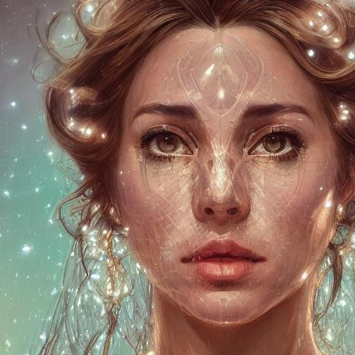 Woman in Glass Dress: Hyperdetailed Portrait