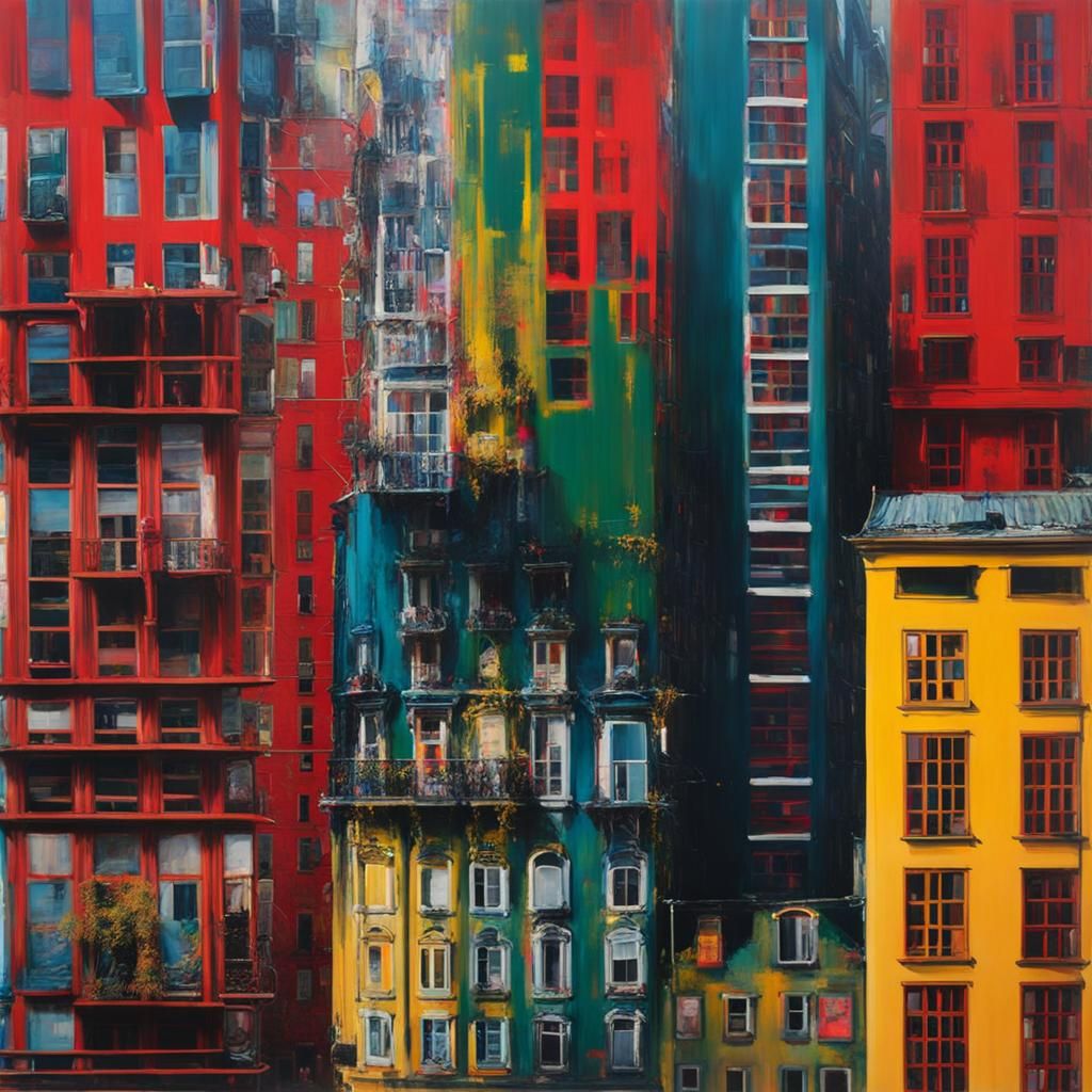 Overpainted Cityscape Photograph (Artist Study: Gerhard Rich...