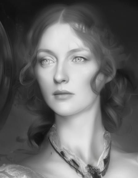 Victorian Era Portrait in Charcoal Style
