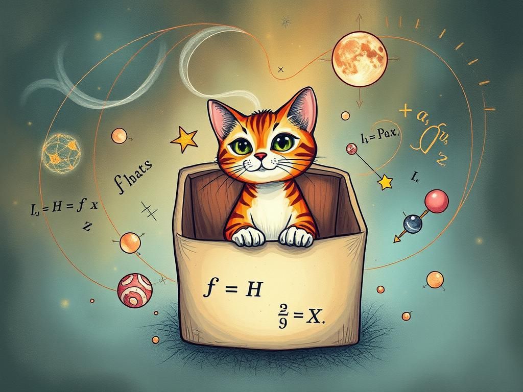 Surreal Cat in a Box with Equations
