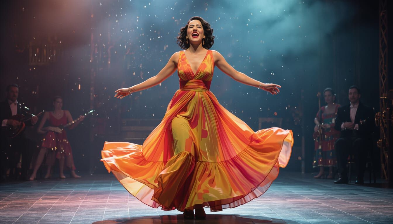 Woman's Emotional Dance in Surreal Performance