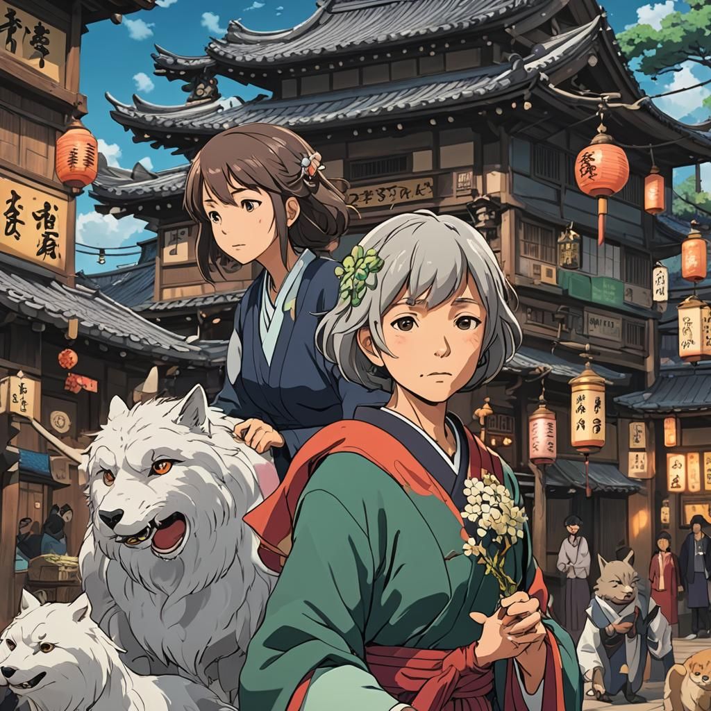 Chihiro in Japanese Town of Spirits: Anime Style