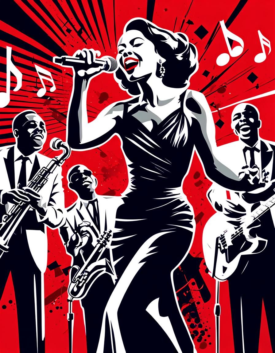 Jazz Quartet Band Tee Design in 3-Colour Pop Art Style