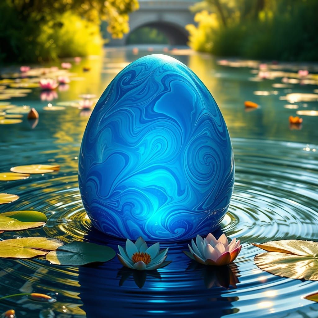 Ethereal River Oasis in Iridescent Blues