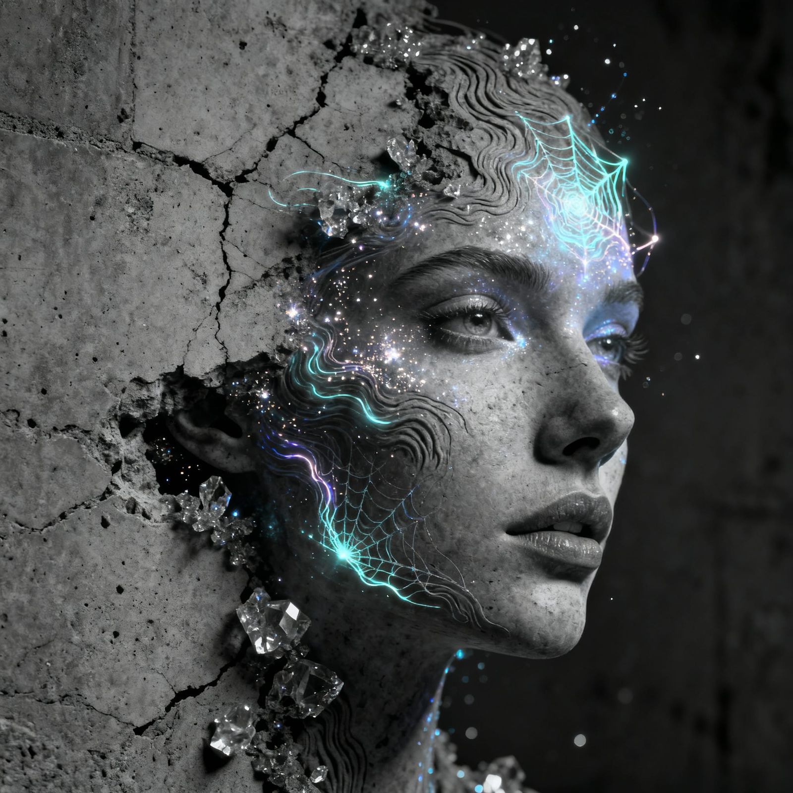 Ethereal Face with Synaptic Brilliance