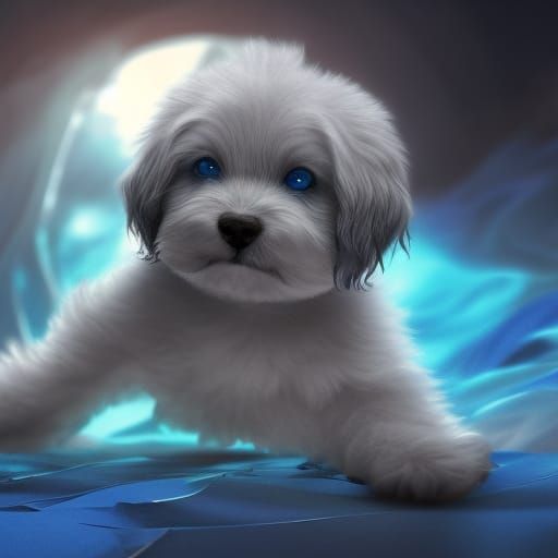 ombre blue glass puppy :: 8k resolutions 360 megapixels :: b...