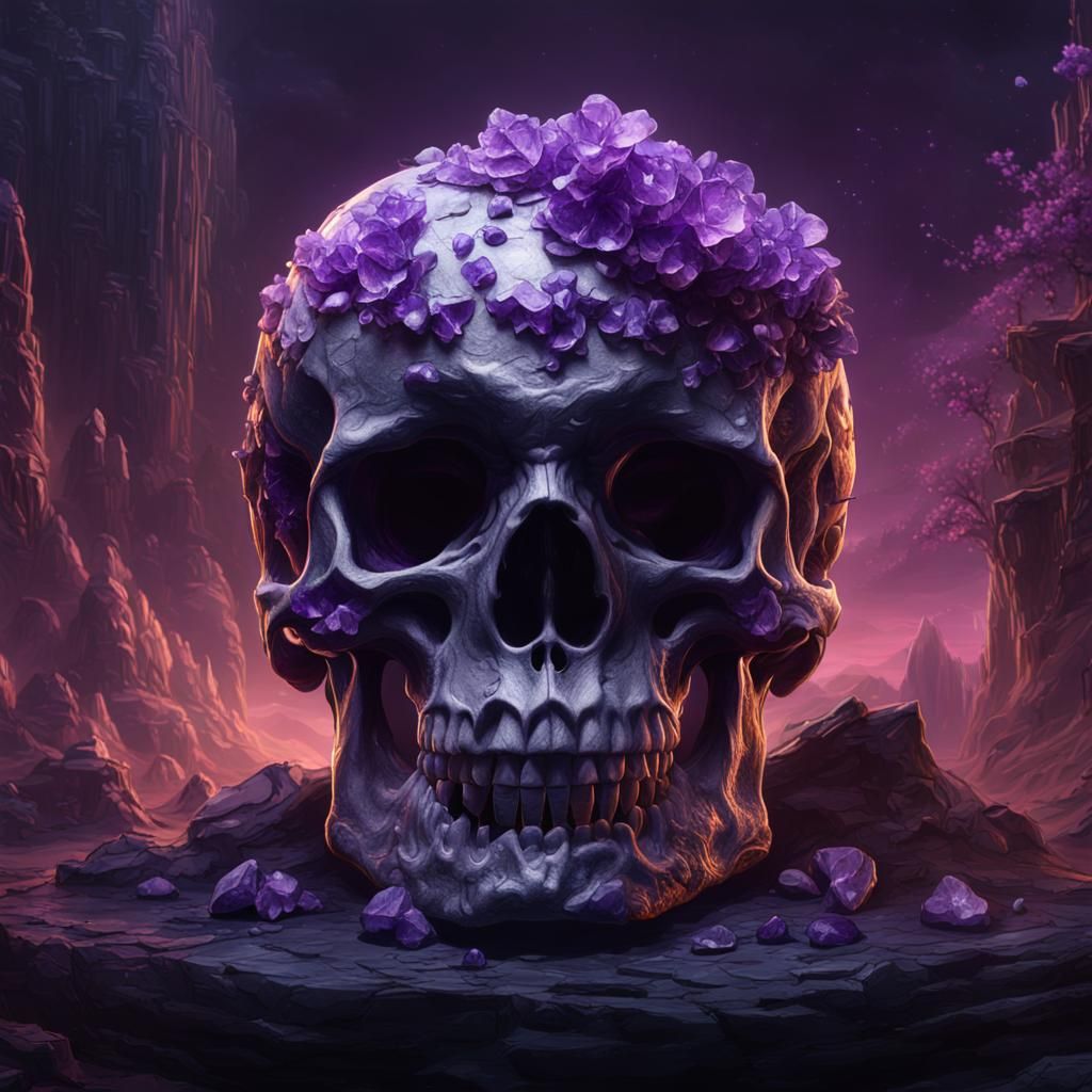 Amethyst Skull Detailed Matte Painting