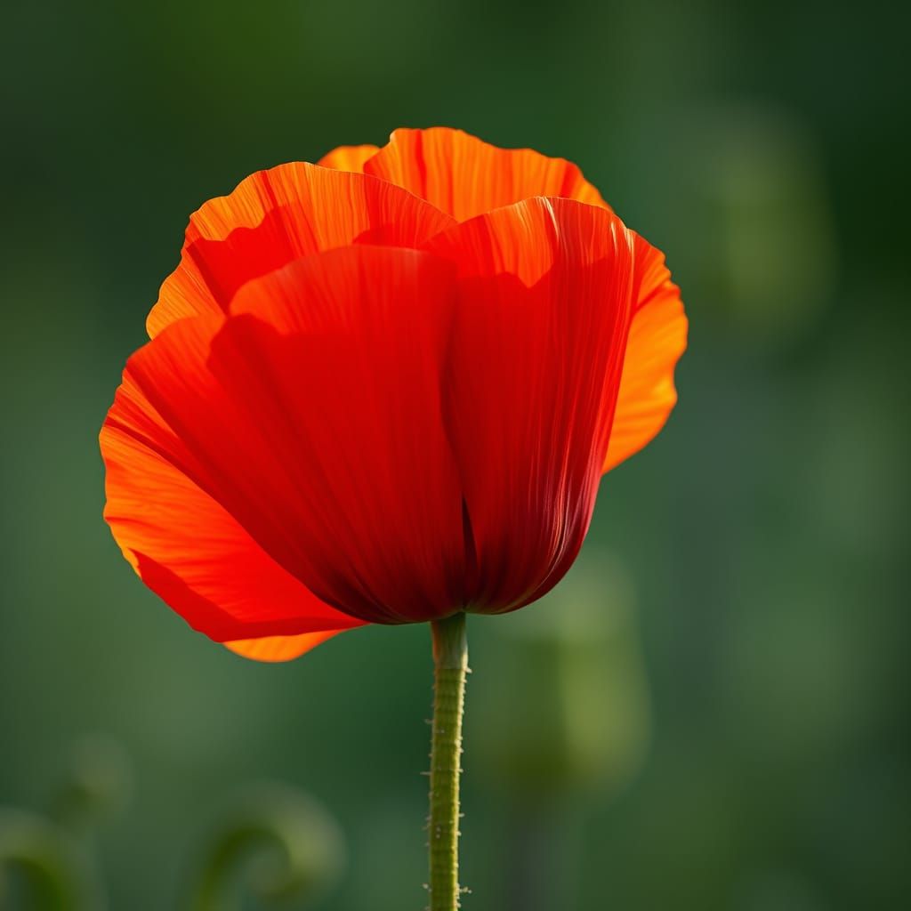 Amapola Floreceindo bright red poppy flower slowly opening from bud to full blooming pedals are very slowly opening wide...