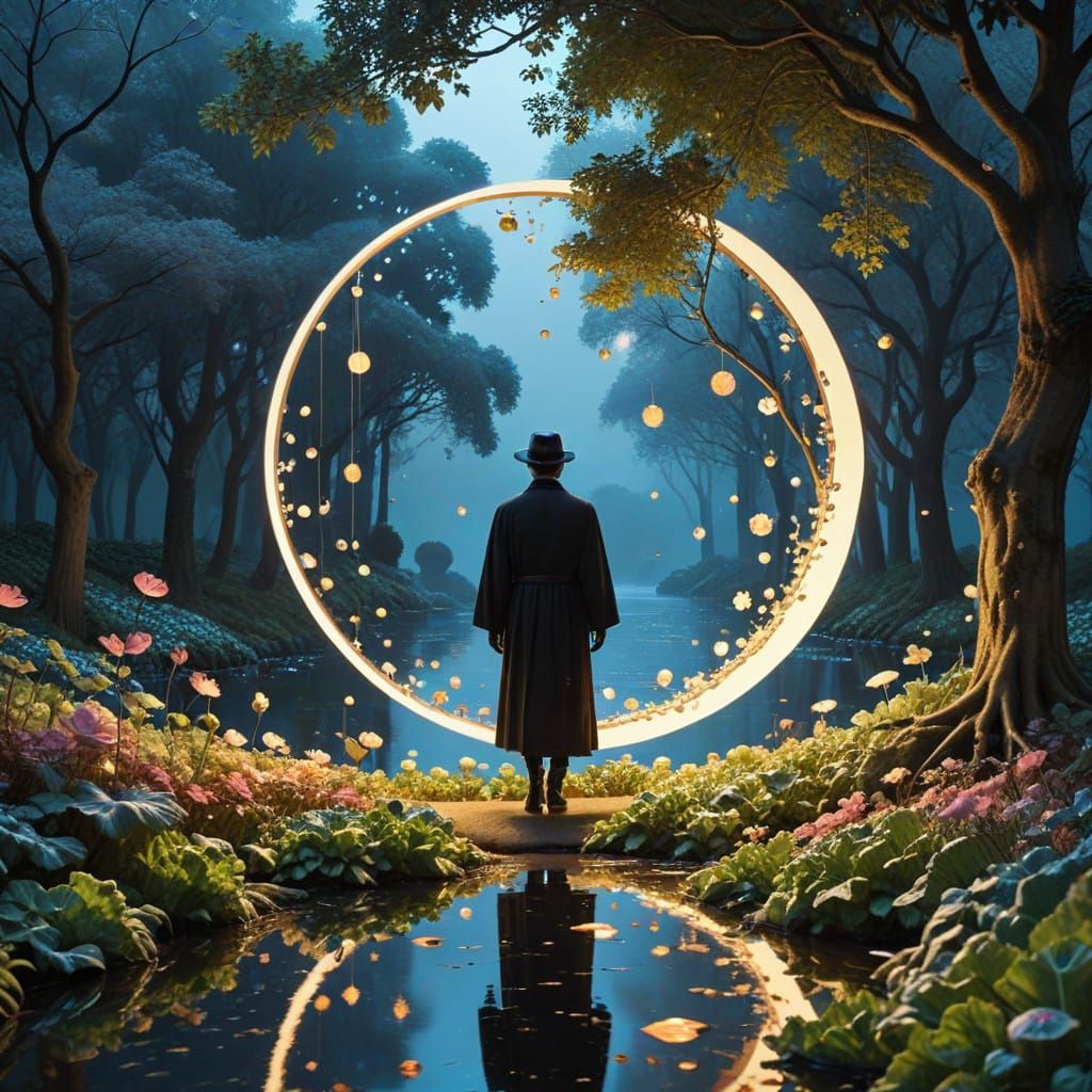 Surrealist Clock and Eggplant Stroll Under the Dreamy Melon...