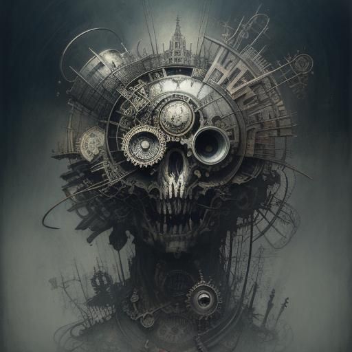 Surreal Sickness in Mixed Media Illustration