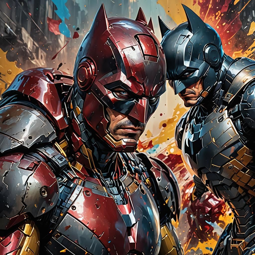 Batman and Iron Man Fusion: Hyperrealistic Concept Art