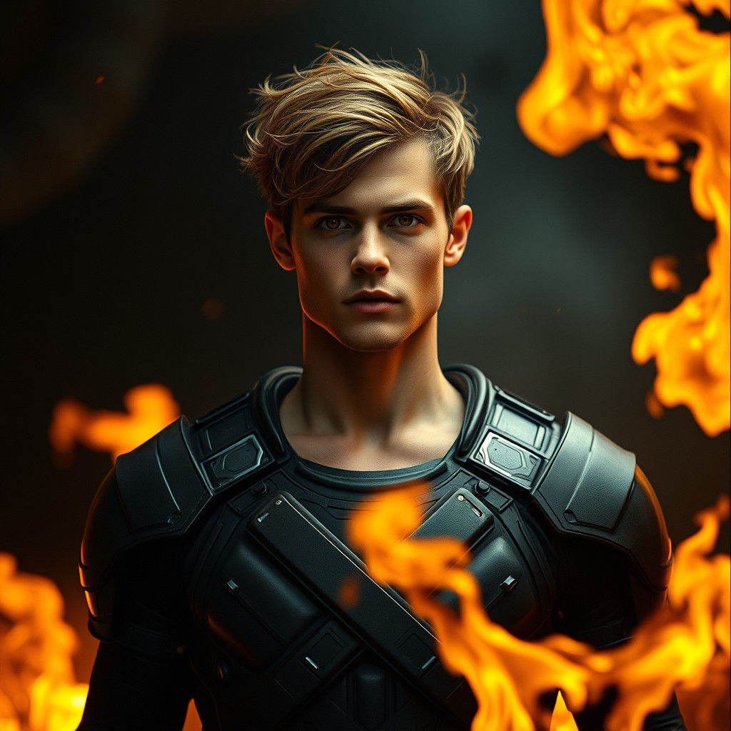 Heroic Warrior in Flames: A Cinematic Vision