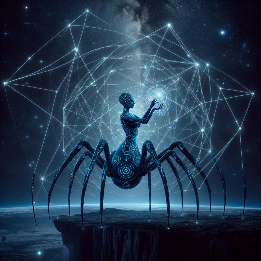 Arachne: Cosmic Spider Deity Weaving Star Constellations