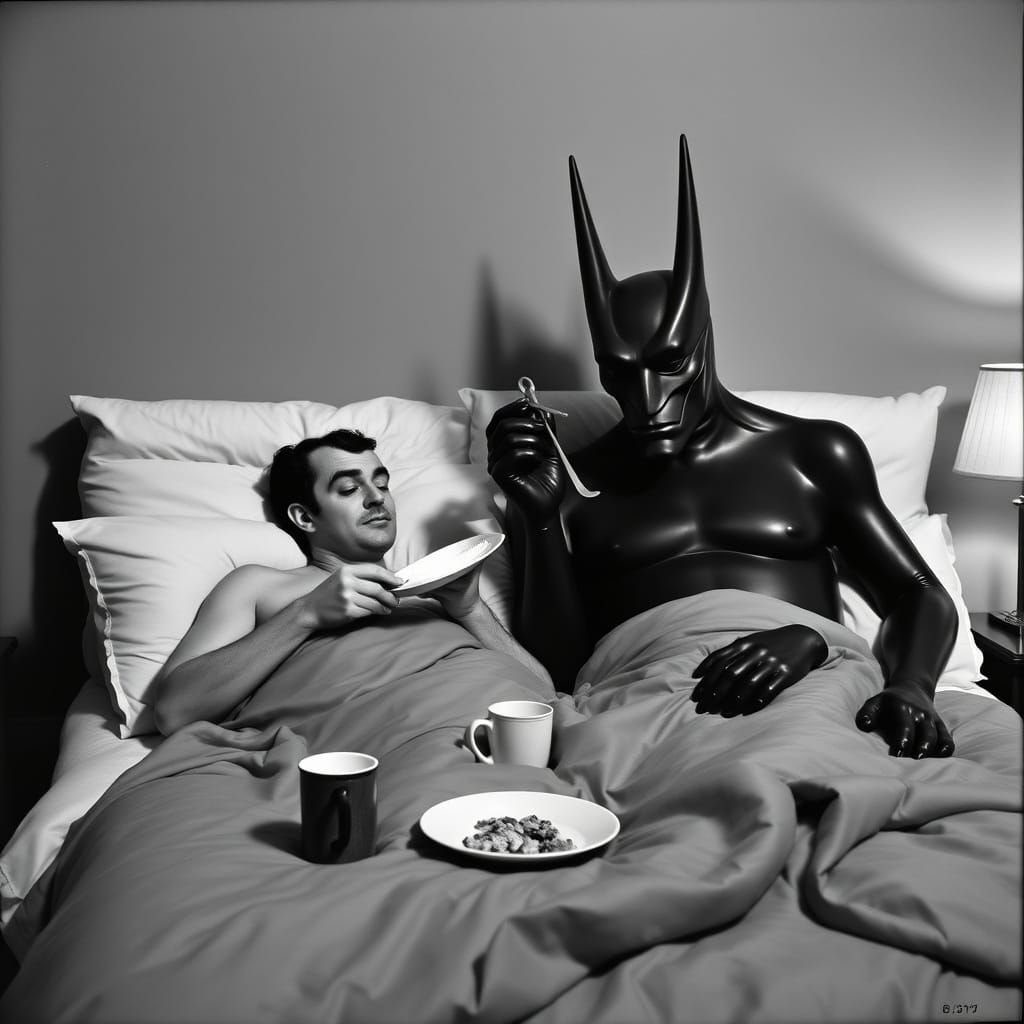 Surrealist Breakfast Scene in a Futuristic Aesthetic