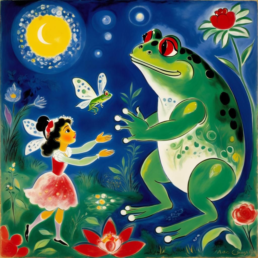 Princess and Frog in Dreamlike Composition