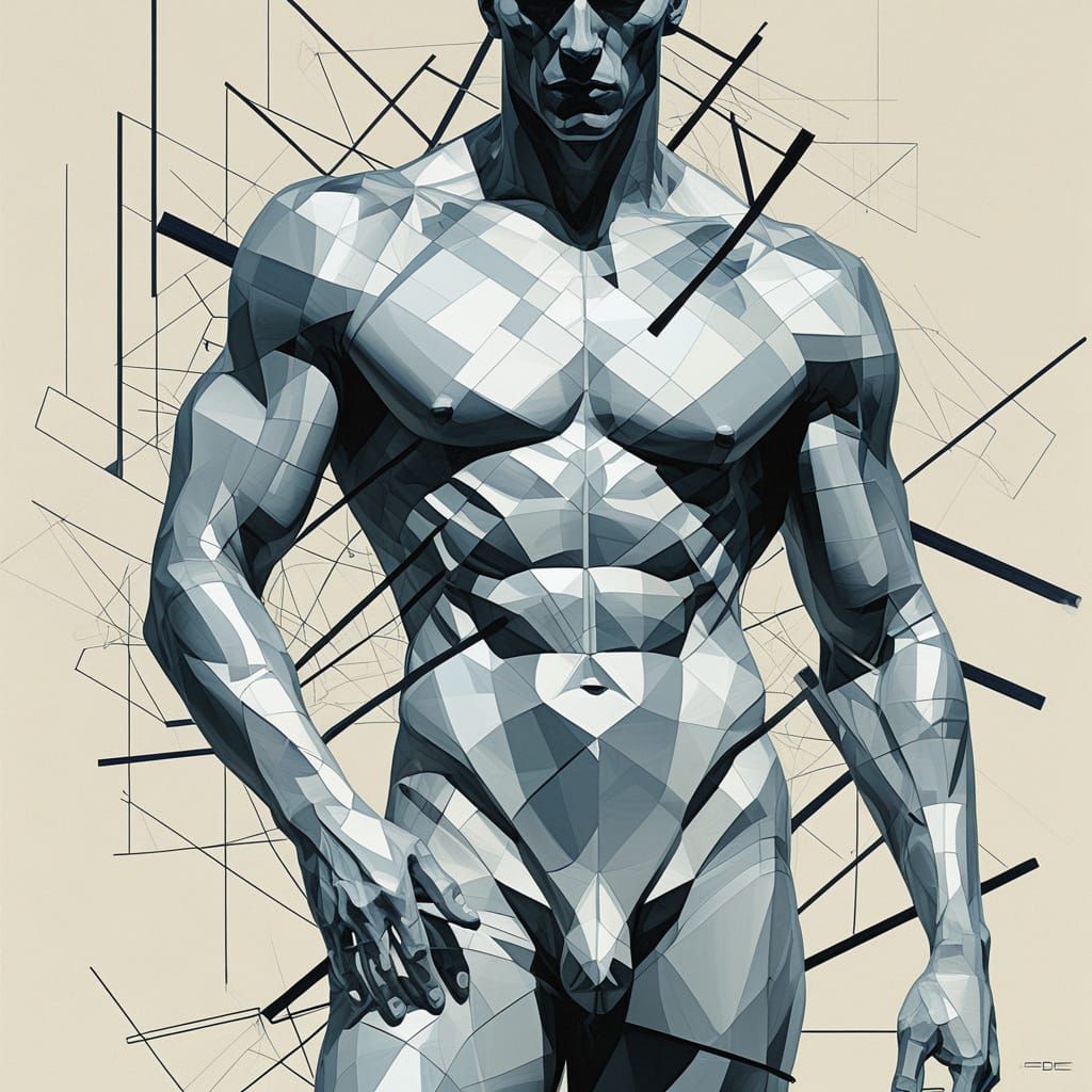 Modern Abstract Male Form in Geometric Harmony