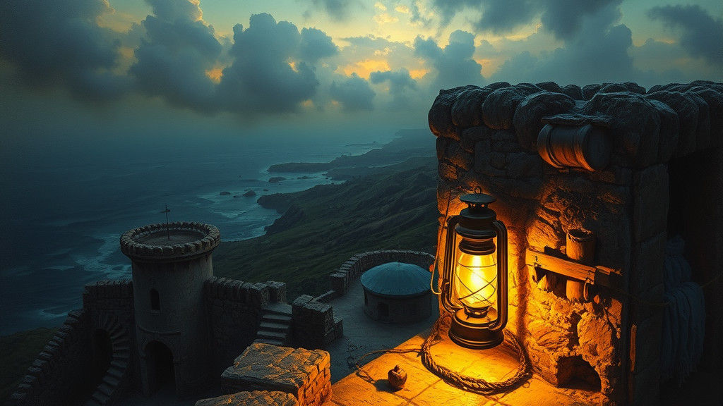 Luminous Lantern: Hyperrealistic Painting with Golden Light