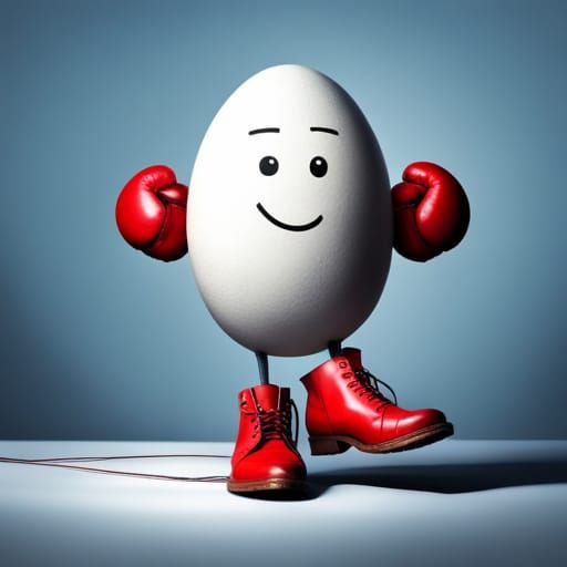 Humanoid Egg Boxer in Countryside Setting