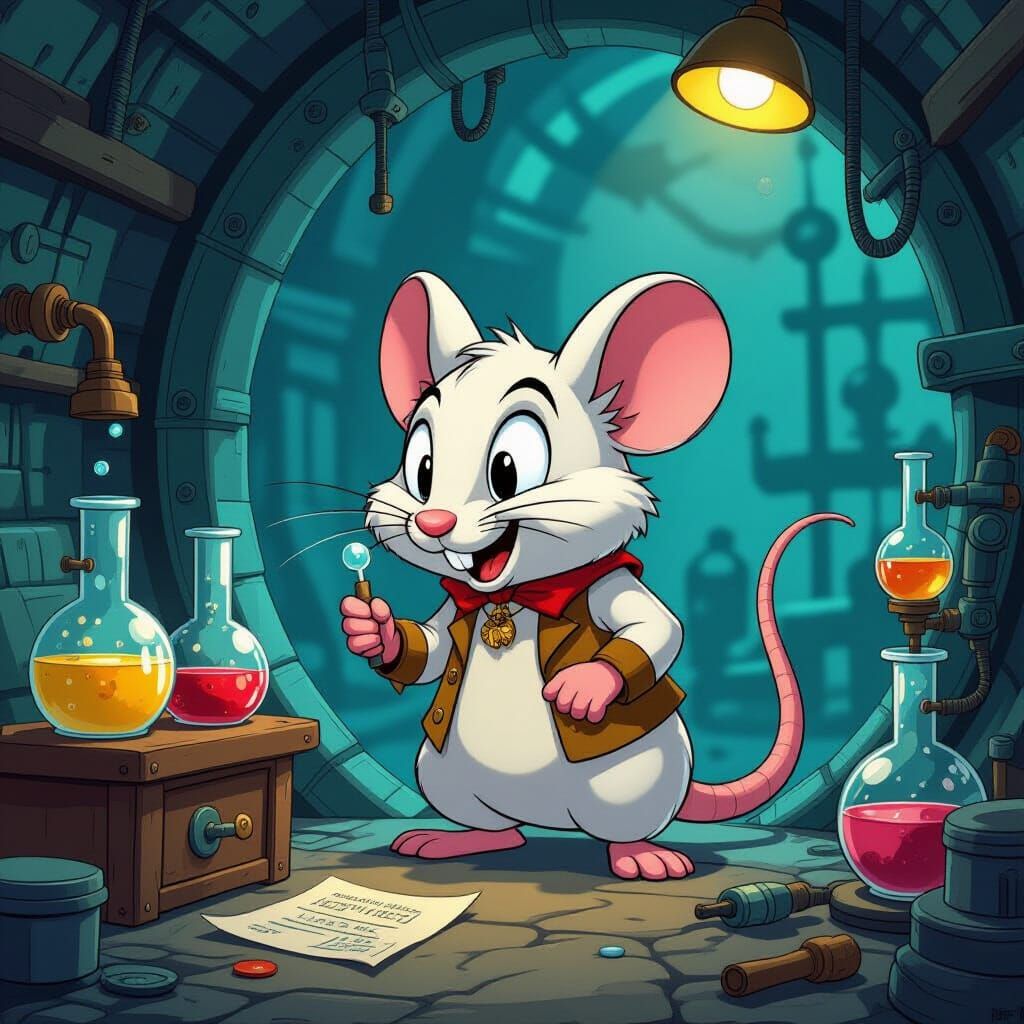 White Mouse Mad Scientist's Absurd Hideout