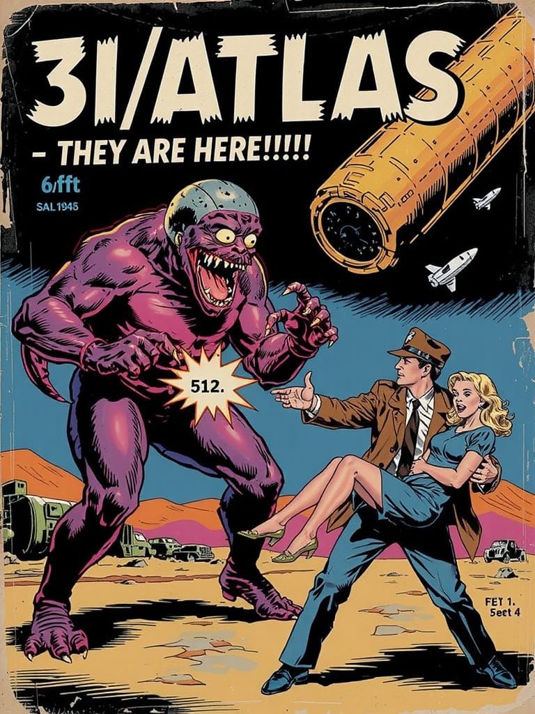 1950s Comic Art: Monster Attacks Desert Town