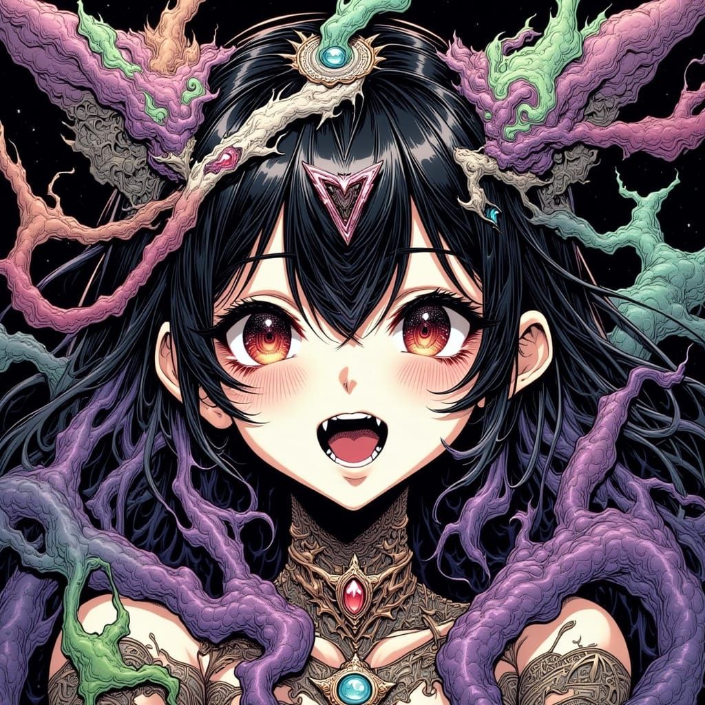 Adorable Space Colonist Woman in 80s Anime Style