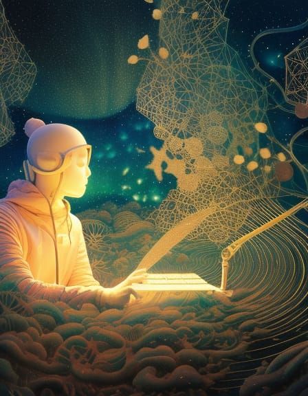 Surreal Poem Composition in Starship, Oil on Ceramic