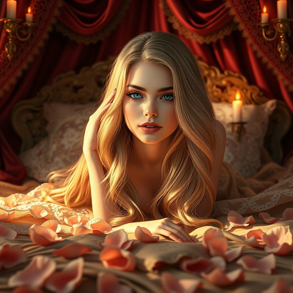 Opulent Blonde in Candlelight: Fantasy Digital Art