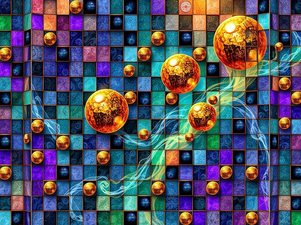 Ethereal Chinese Ink Art in Gold and Blues