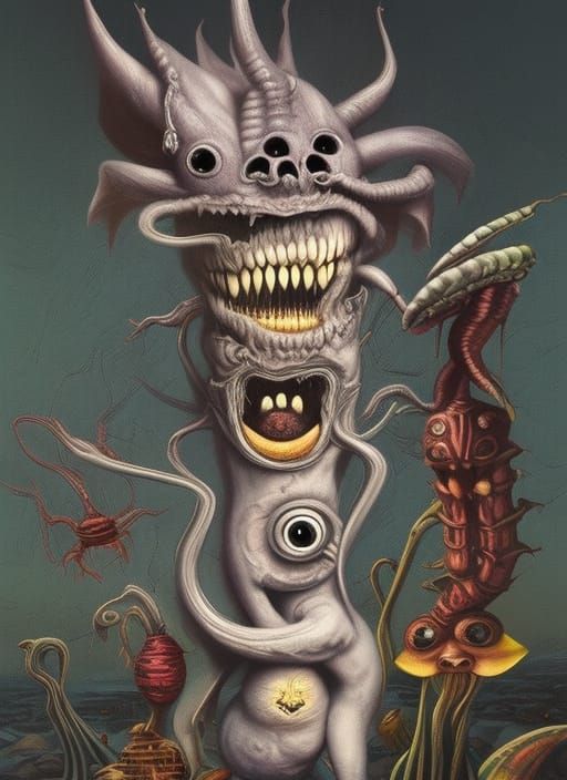 Spooky Banana Creature in Digital Art Style