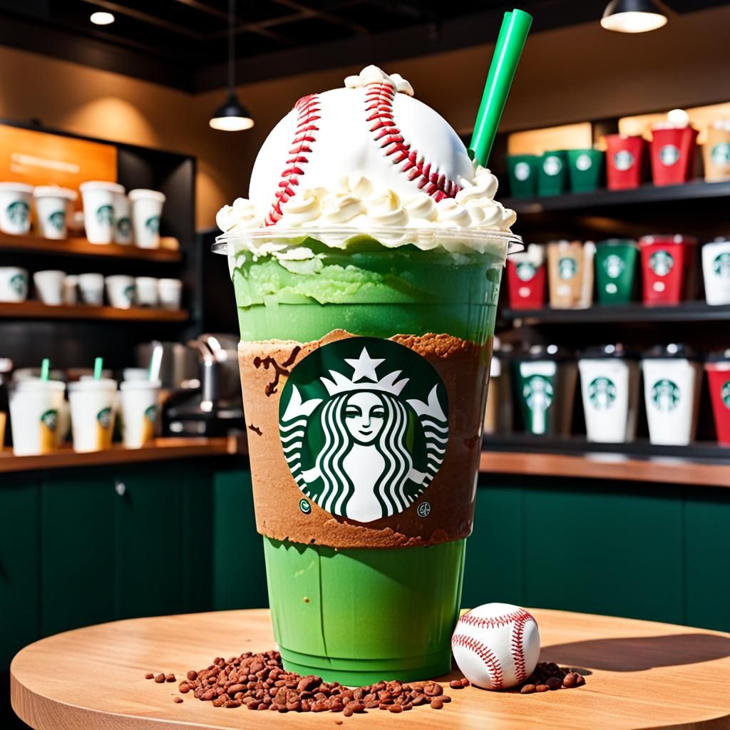 Starbucks Drink with a Baseball Theme